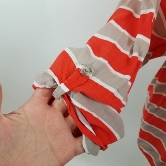 ~ Splendid top striped orange beige cuff‎ scoop S - Picture 4 of 7